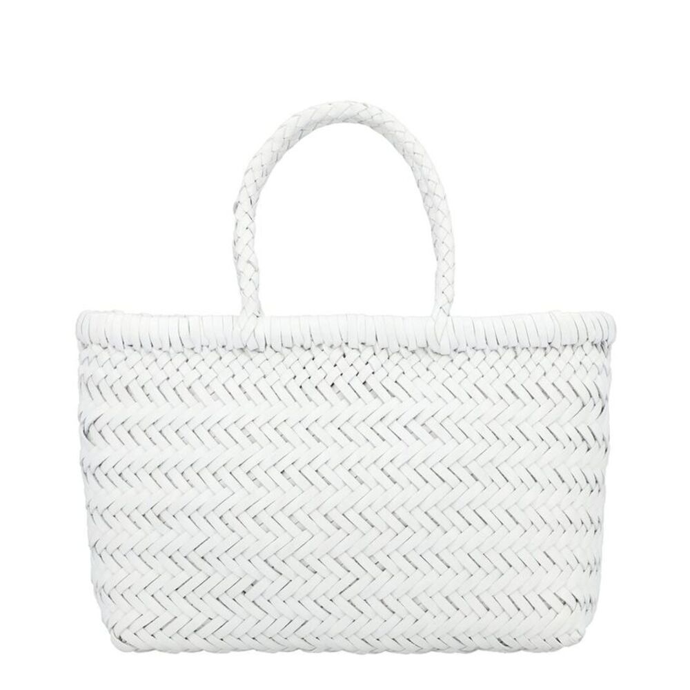 Dragon Diffusion Mini Flat Gora Leather Top Handle Bag, White